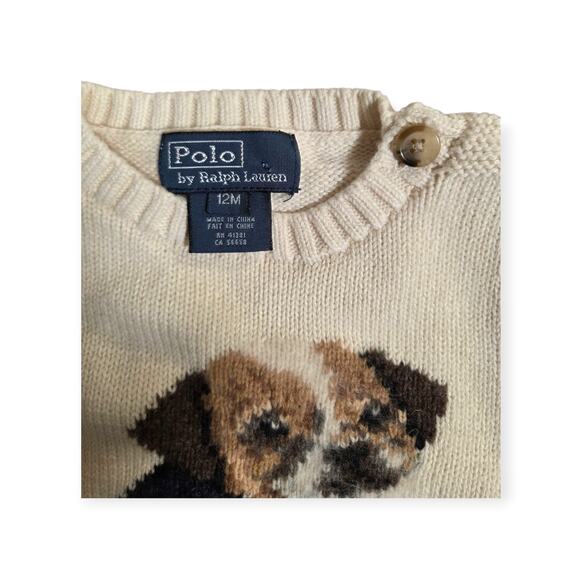 Vintage Ralph Lauren Baby Sweater & Chinos Set 12M Dog, American Flag, Heritage - Picture 6 of 16